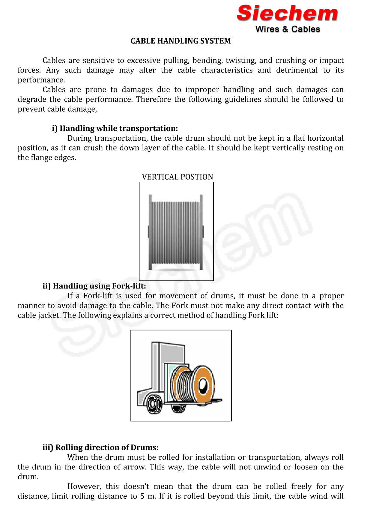 Cable Handling System — page 1