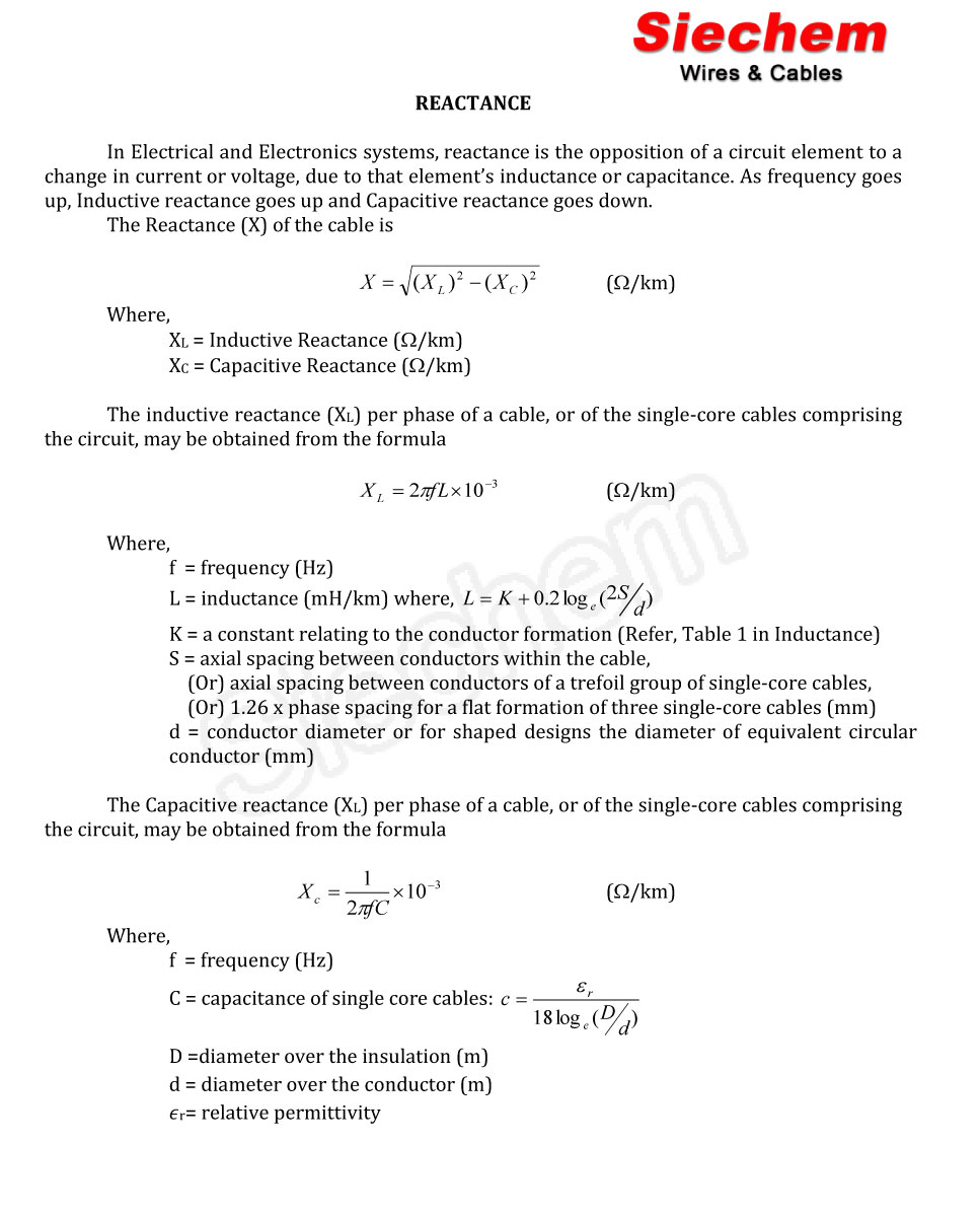 Reactance Calculation — page 1