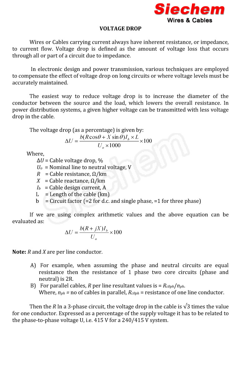 Voltage Drop Calculation — page 1